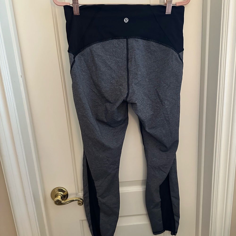 lululemon athletica fast and free grey black mesh Leggings 25”